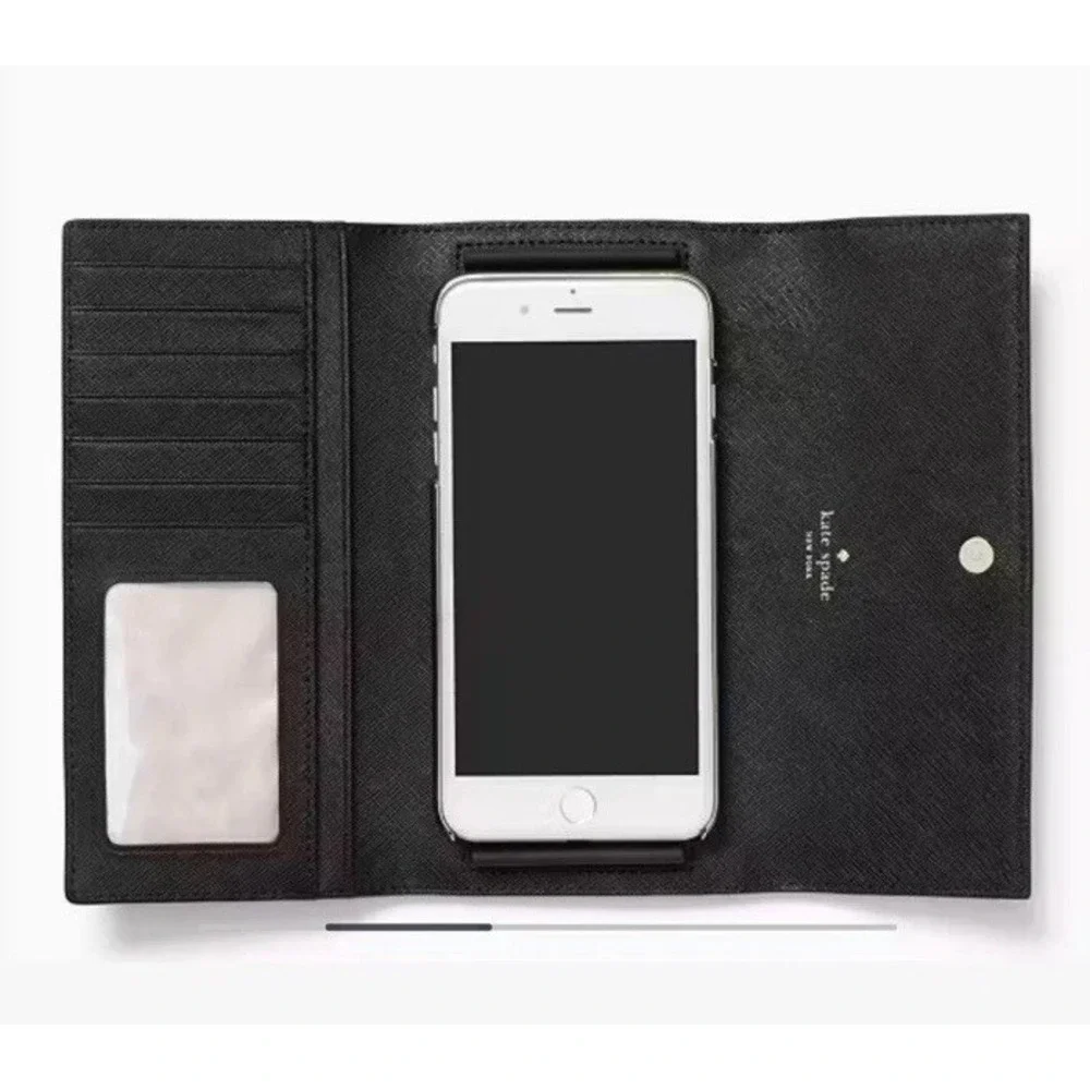 Kate Spade Leather Wallet Black With Phone‎ Holder NWOT